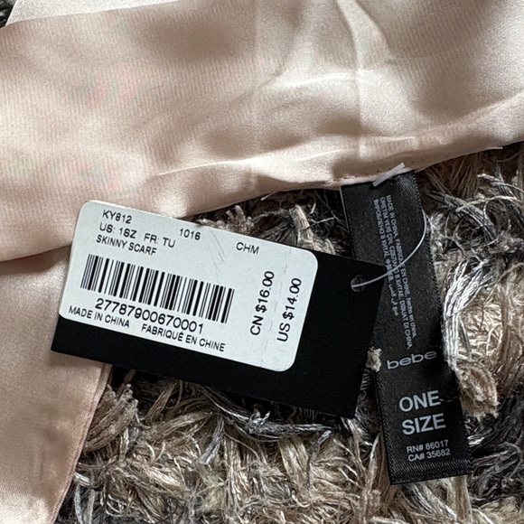 ✨NWT Bebe Cream Skinny Scarf✨ - Picture 3 of 3